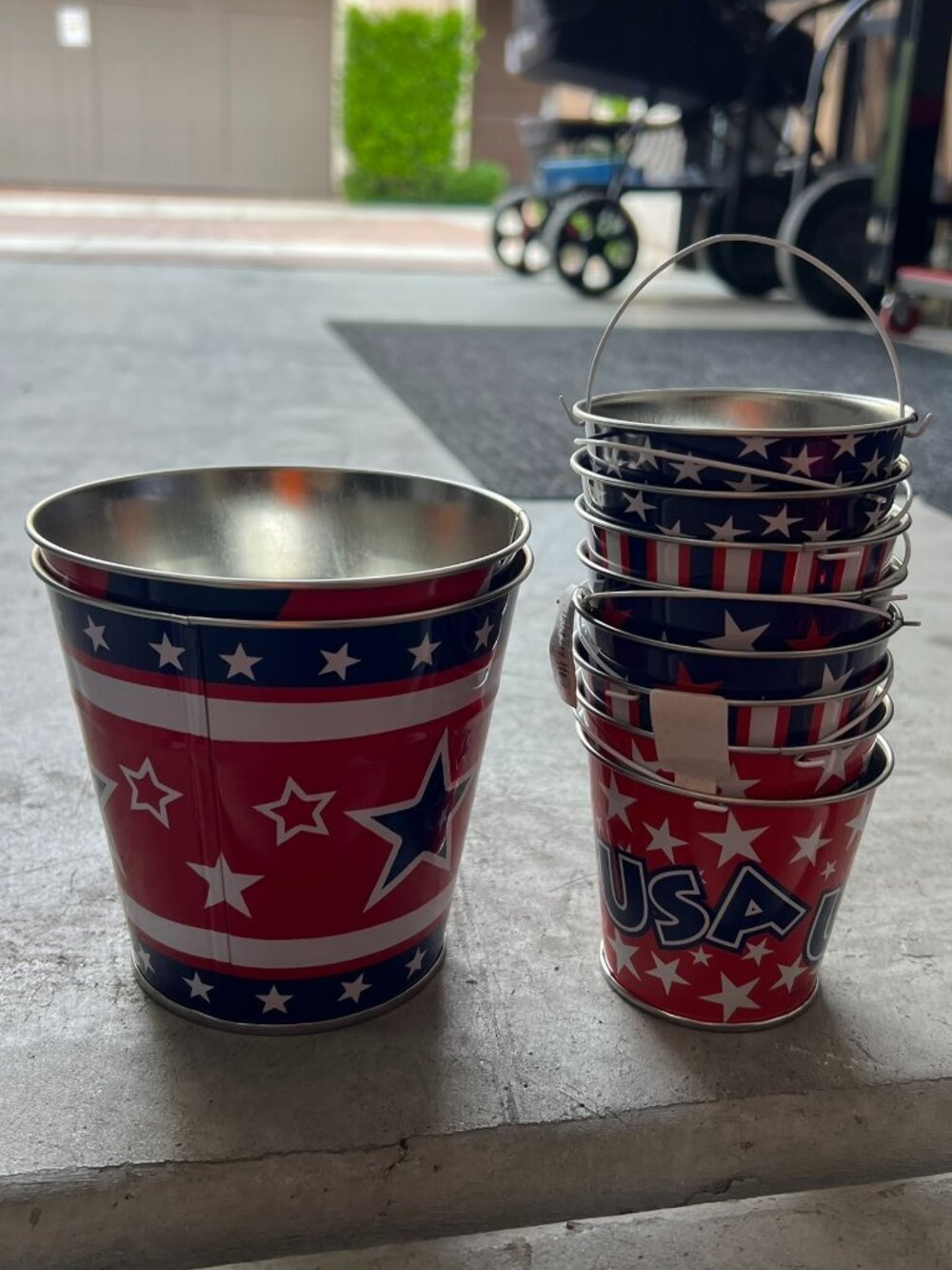 US Toy Company Mini Patriotic Buckets Stars & Stripes USA Pails for 4th of July